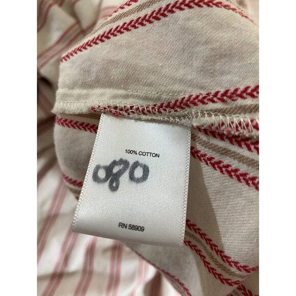 A Loves A Women's Beige, Red Stripe Long Sleeve Button Front Dress - Large - Picture 12 of 14